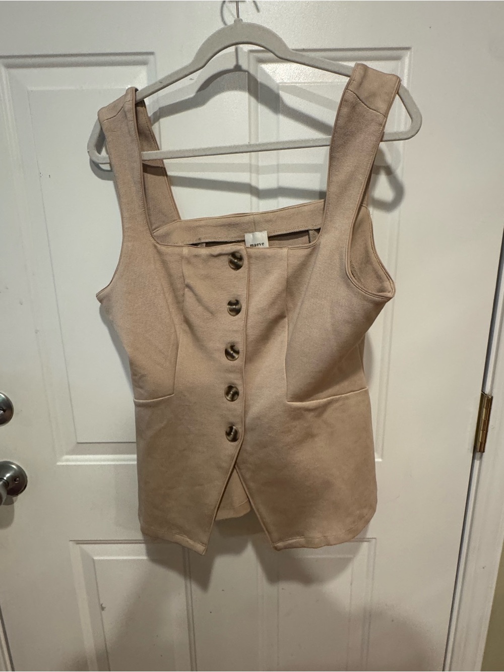 Anthropologie Beige Button-Front Tank Top